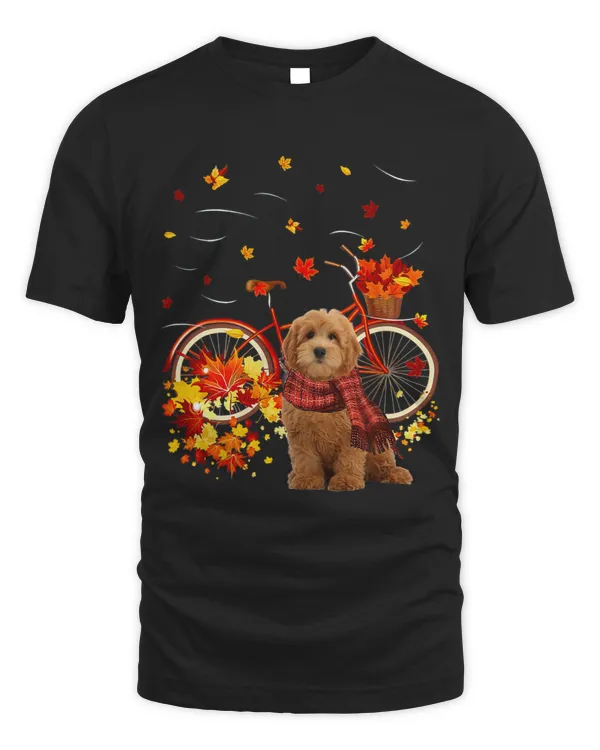 Goldendoodle Bike Autumn Dog Leaf Fall Funny Fall Y'all T-Shirt