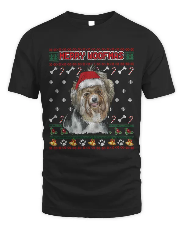 Merry Woofmas Biewer Terrier Christmas Dog Ugly Xmas Sweater