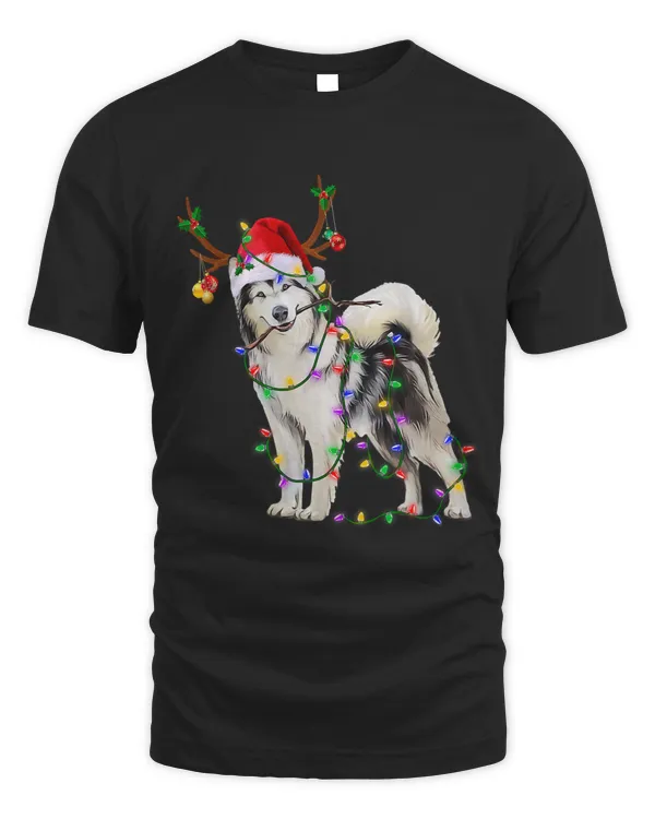 Siberian Husky Dog Tree Christmas Lights Xmas Pajama 338