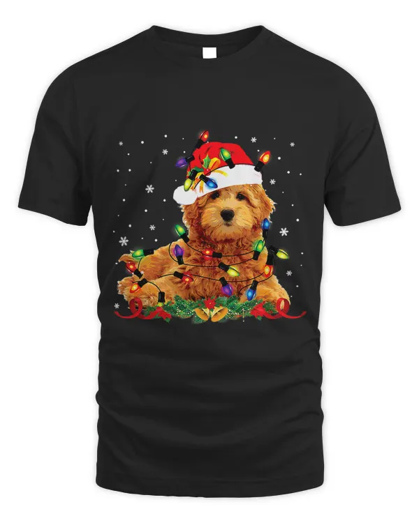 Goldendoodle Christmas Tee Santa Christmas Lights Pajama T-Shirt