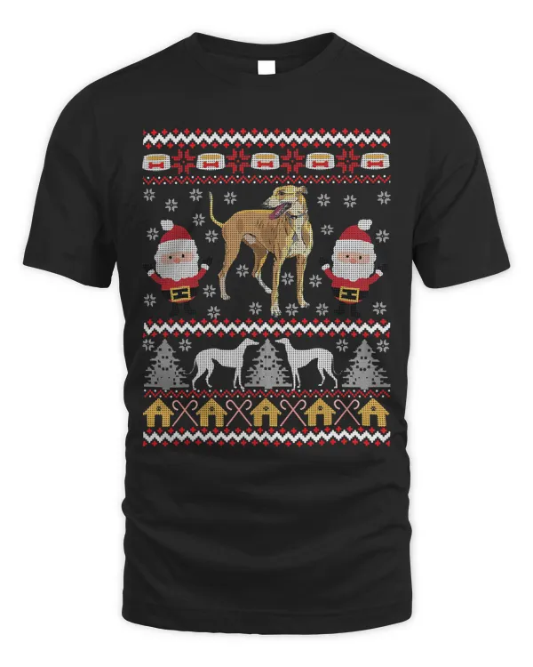 Greyhound Ugly Christmas Happy Holiday Dog Lover Xmas Gift T-Shirt