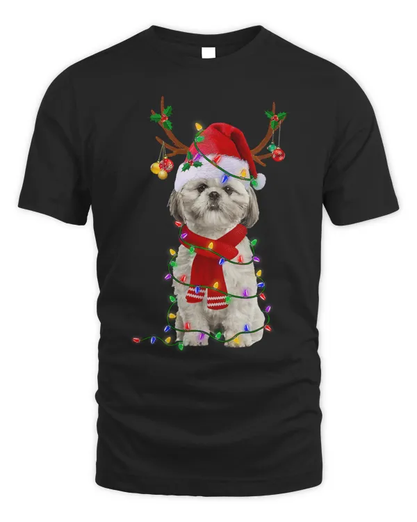 Funny Shih Tzu Dog Tree Christmas Lights Xmas Pajama 348