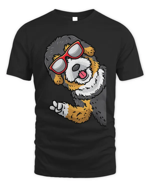Bernedoodle Dog Stubborn From Side With Sunglasses