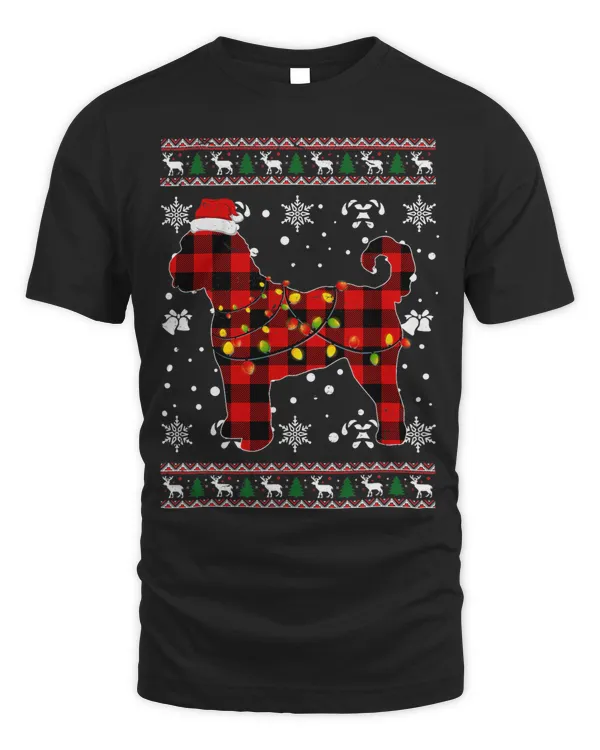 Christmas Shirt Goldendoodle Lover Gift Santa Buffalo Plaid T-Shirt