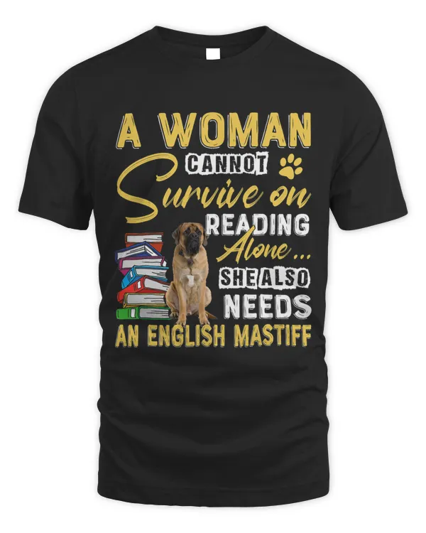 Bookaholic Lady Cute EnglishMastiff Mom Bookworm Dog Lovers