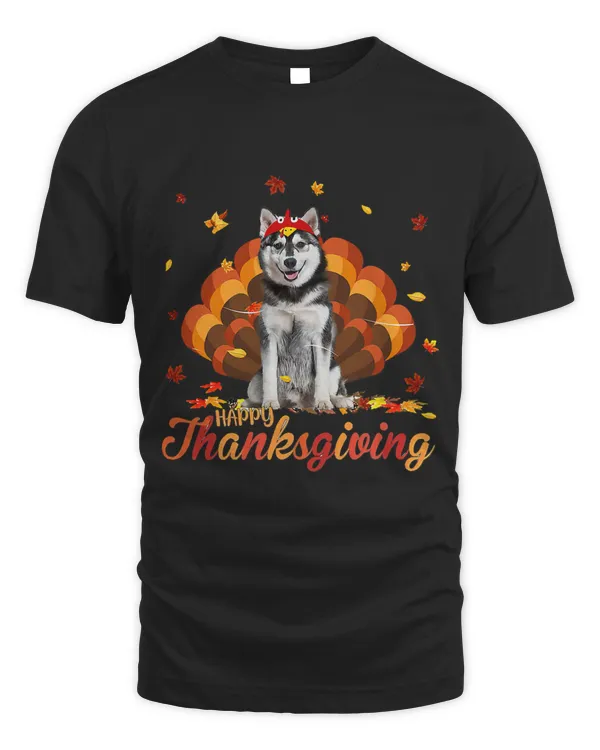 Cute Husky Happy Thanksgiving Turkey Dog Crispy Leaf37