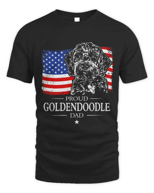 Mens Proud Goldendoodle Dad American Flag patriotic dog gift T-Shirt
