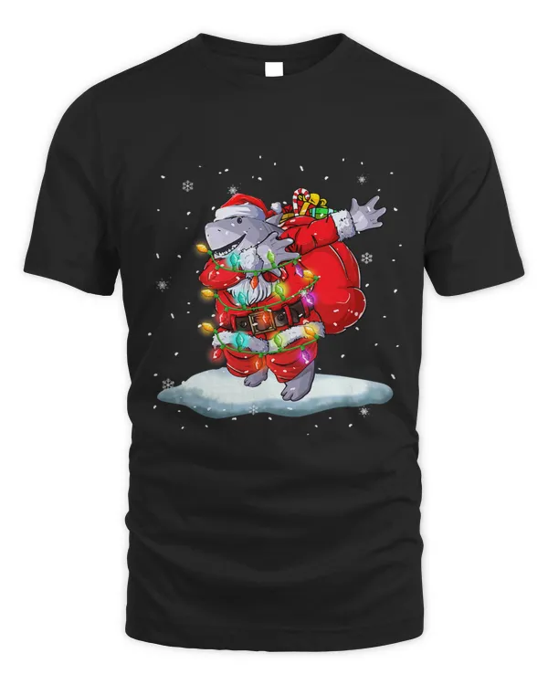Dabbing Santa Shark Christmas Lights Christmas Pajama Xmas 72