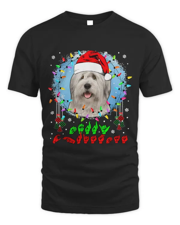 Merry Christmas Hands Sign Language Santa Bearded Collie168