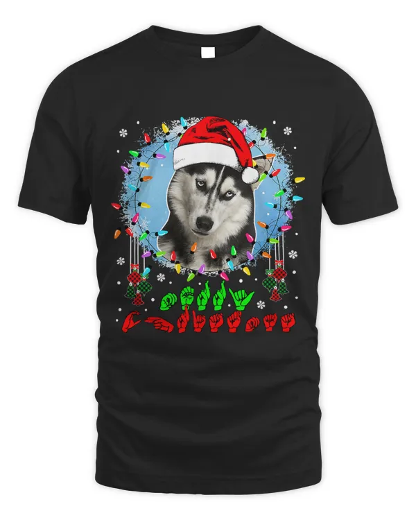 Merry Christmas Hands Sign Language Santa Husky Lover144