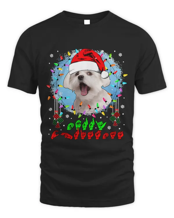 Merry Christmas Hands Sign Language Santa Maltese Lover152