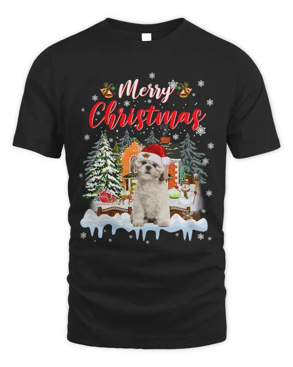 Red Winter Christmas Hat House Shih Tzu Santa Merry 109