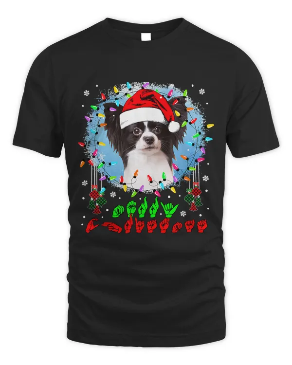 Merry Christmas Hands Sign Language Santa Papillon Lover159
