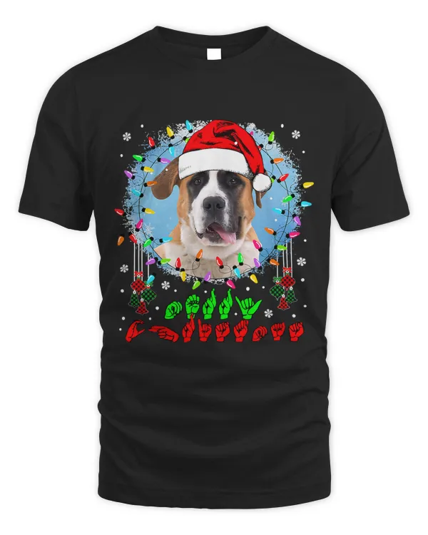 Merry Christmas Hands Sign Language Santa St. Bernard Lover121