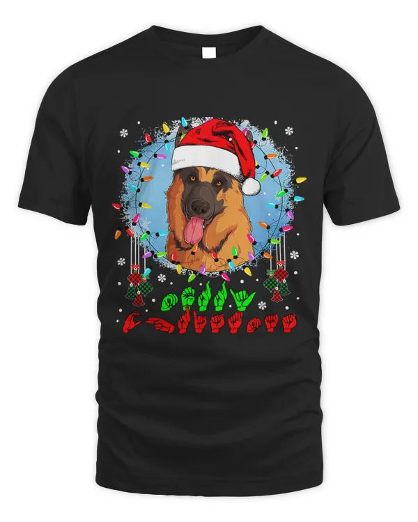 Merry Christmas Hands Sign Language Santa German Shepherd147