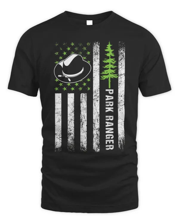 Retro Ranger Park USA America Flag Forest Nature Forester