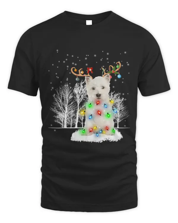 West Highland White Terrier Dog Reindeer Santa Christmas458