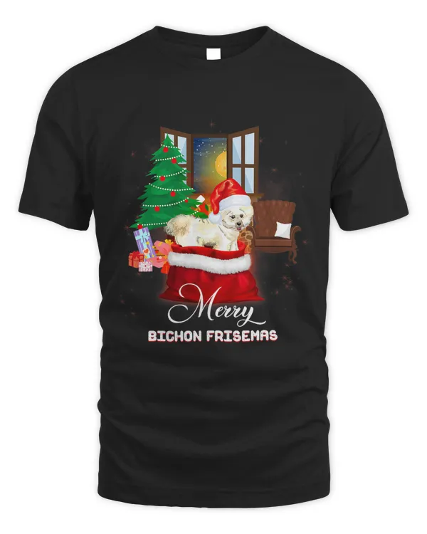 Merry Bichon Frise Christmas Dog Gift Lover Tee
