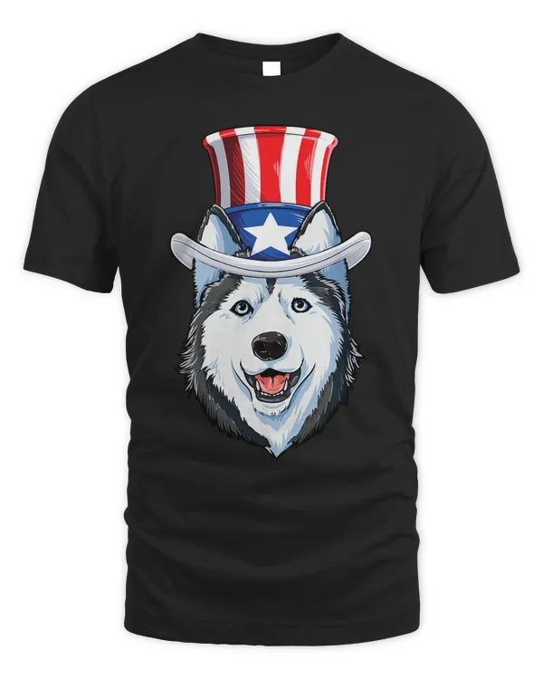 Siberian Husky 4th of July Uncle Sam Men American Flag Hat