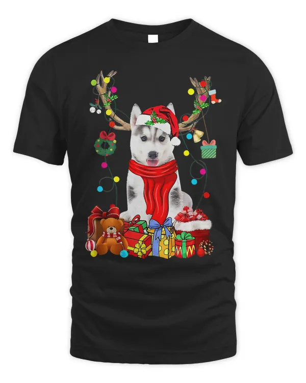 Santa Husky Reindeer Light Christmas Dog Lover135