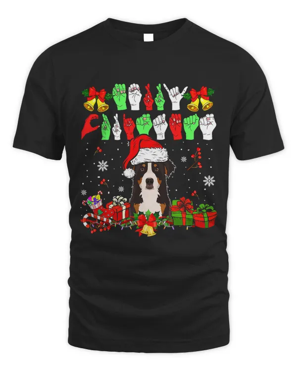 Merry Christmas Hands Sign Language Santa Bernedoodle Lover