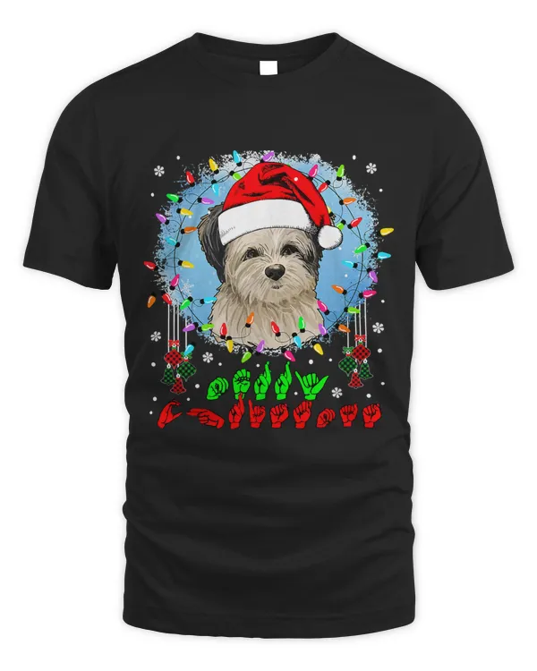Merry Christmas Hands Sign Language Santa Maltipoo Lover143