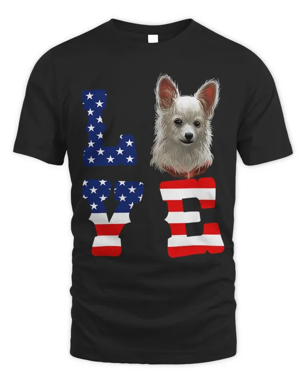 Dogs 365 Papillon Love Dog American Flag 4th of July USA 104