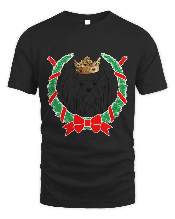 Biewer Terrier Wearing Crown Christmas Dog