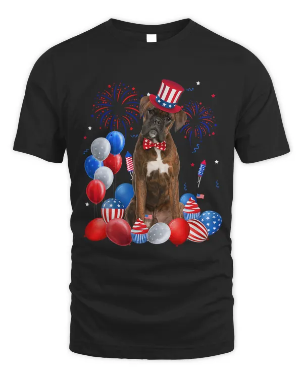 Boxer 4th Of July Balloons American Flag Dog Lover