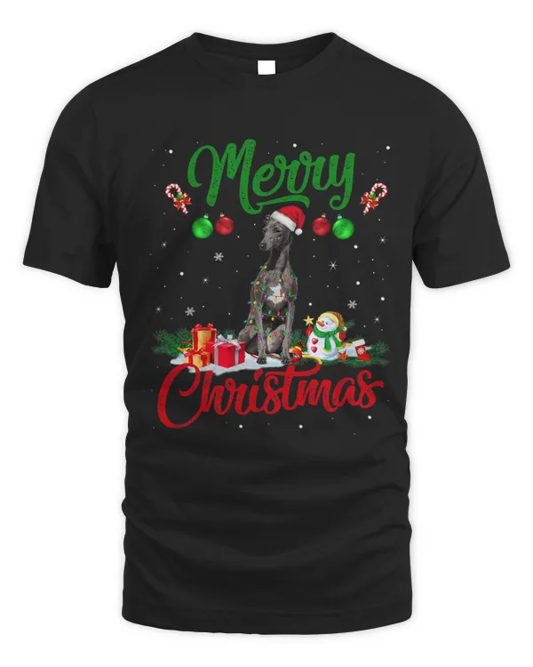 Greyhound Dog Lights Xmas Tree Santa Greyhound Christmas 9