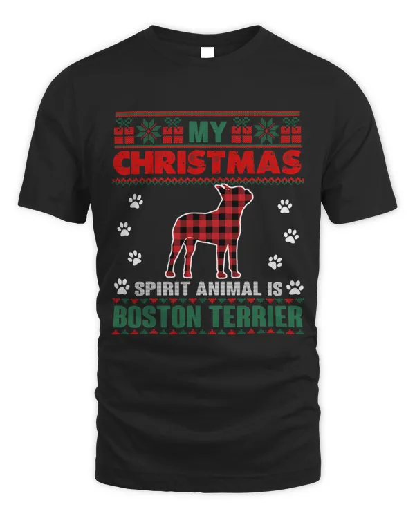 My Spirit Animal Is Bostie Dog Owners Ugly Christmas Sweater