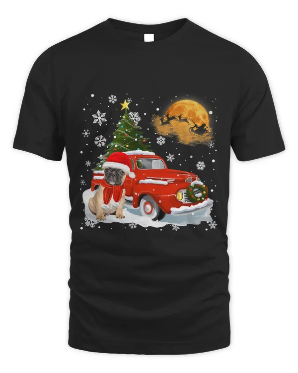 French Bulldog Vintage Red Truck Christmas Tree Pajamas478