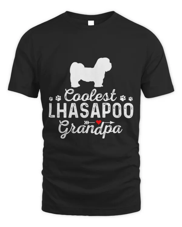 Mens Coolest LHASAPOO Grandpa Funny Dog Grandpa Pet Family