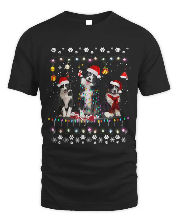 Xmas Lighting Matching Ugly Border Collie Dog Christmas 93