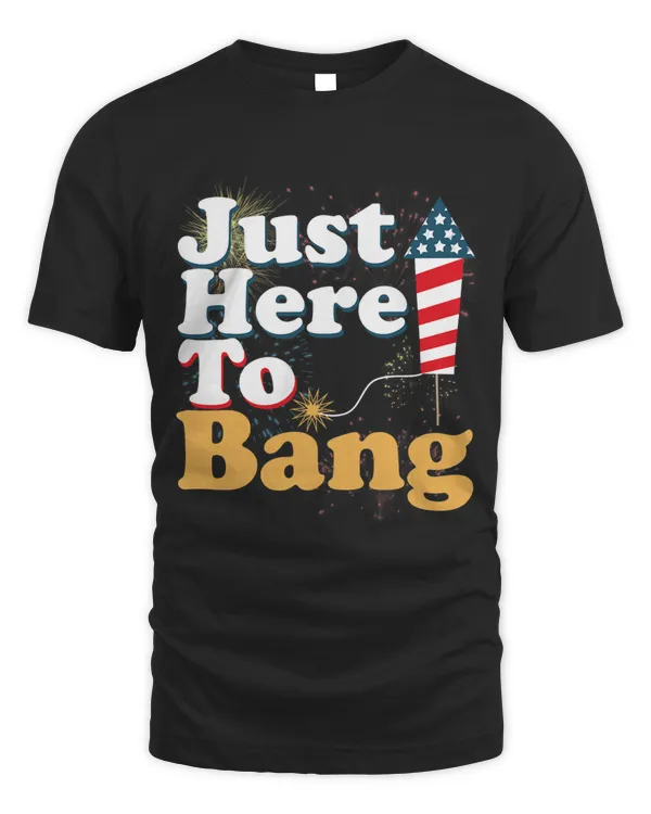 Funny Just Here To Bang 4th of July Pyrotechnics Pride