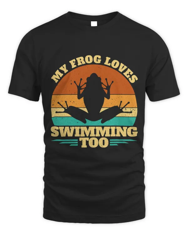 Funny Frog My Frog Loves Swimming Too Retro Vintage