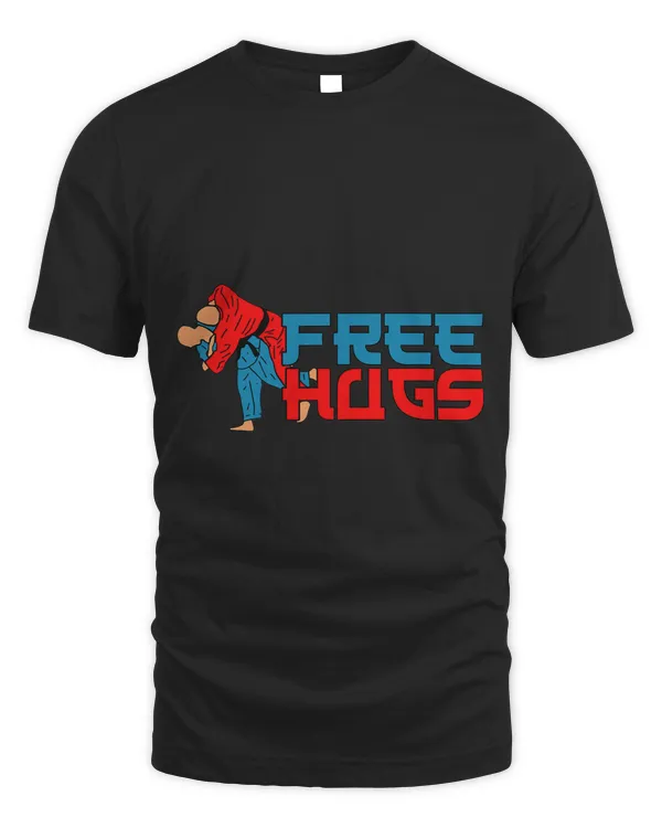 Free Hugs Funny Marital Arts Judo Wrestling Tee
