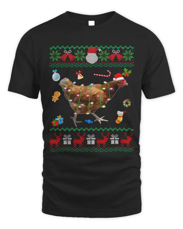 Funny Ugly Xmas Sweater Animals Lights Christmas Chicken143