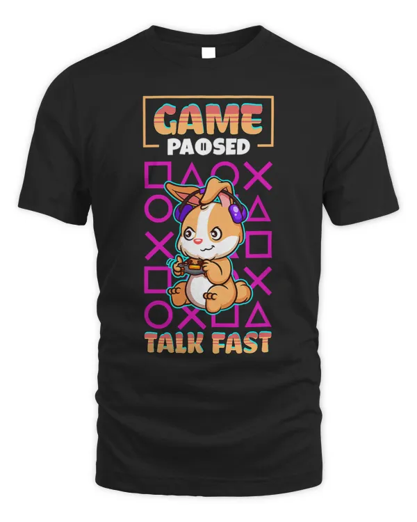 Game Paused Talk Fast Funny Video Gamer Gaming Rabbit