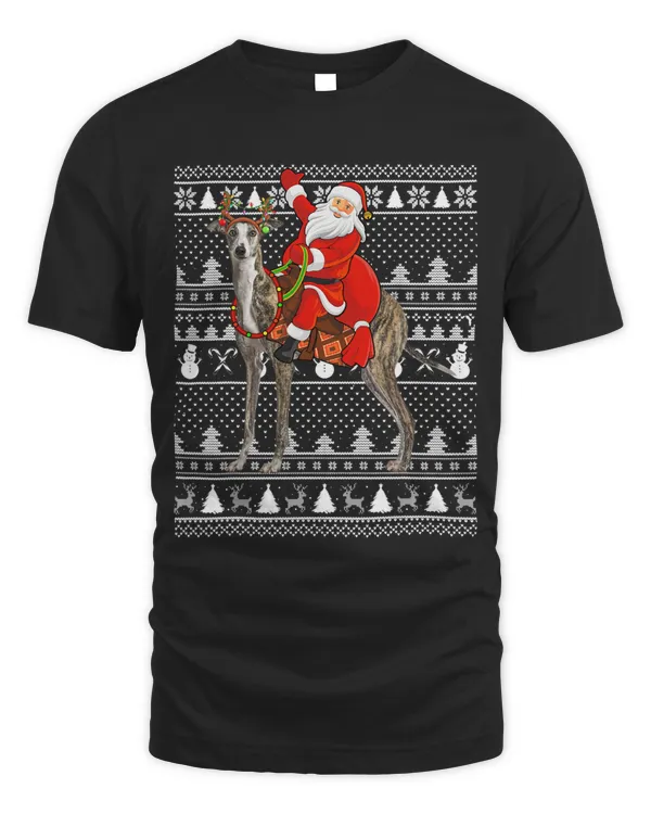 Xmas Holiday Ugly Santa Riding Greyhound Dog Christmas