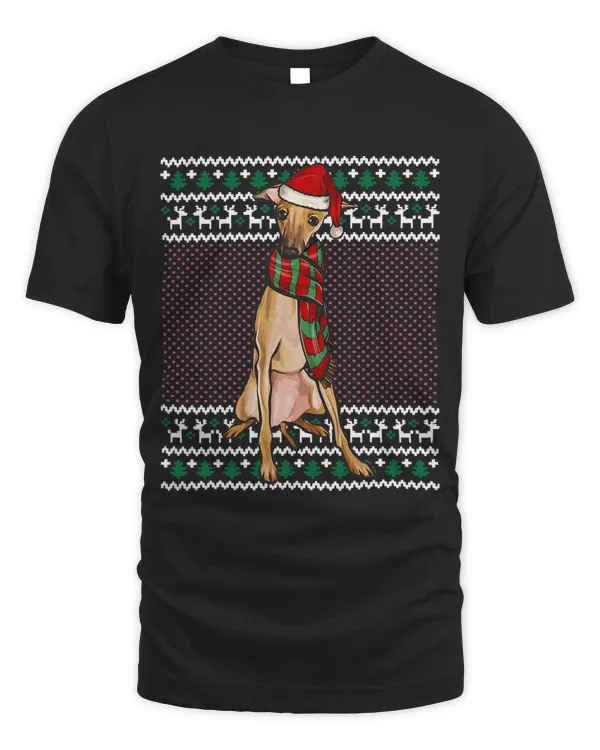 Xmas Italian Greyhound Dog Santa Hat Ugly Christmas