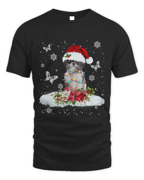 Lhasa Apso Snowly Christmas Tree Lights Pajama Dog Xmas 271