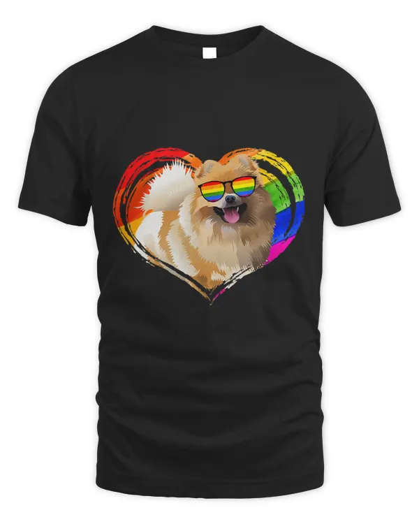 Funny Pomeranian Dog Rainbow Heart Pet Lover Gay Pride LGBT