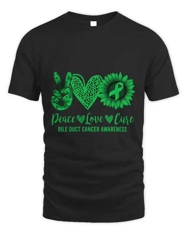 Peace Love Cure Sunflower Bile Duct Cancer Awareness Warrior
