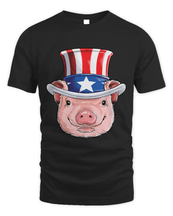 Pig 4th of July Uncle Sam Men Women American Flag Hat Gifts