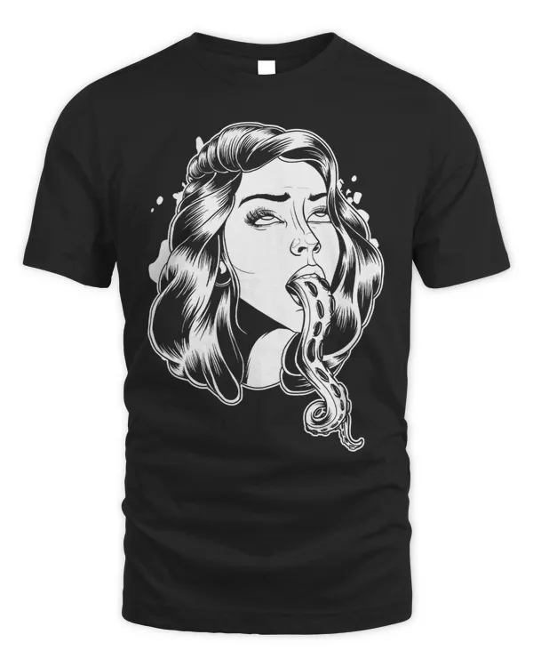 Black and White Tentacle Girl Octopus Arm Emo Punk Gothic 451