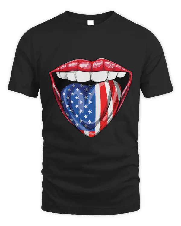 Lips Tongue 4th Of July American Flag USA Men Women Gifts