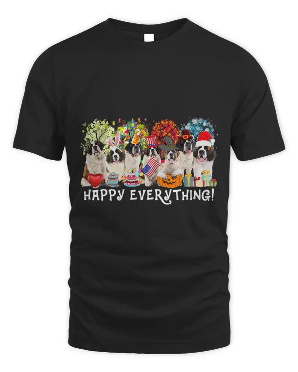 Happy Everything Saint Bernard Dog Seasons All Year Tree Lov46