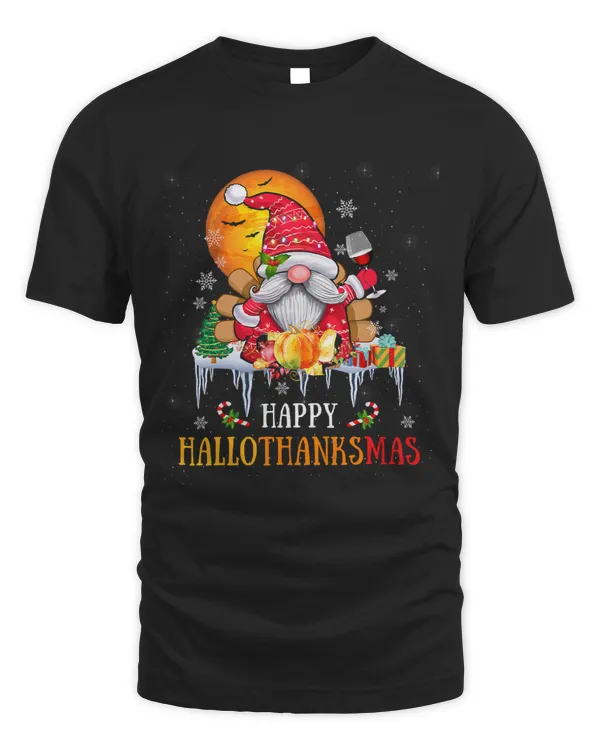 happy hallothanksmas gnome drinking wine thanksgiving xmas 256