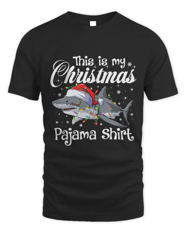 This Is My Christmas Pajama Funny Shark Lover Xmas Santa Hat 288